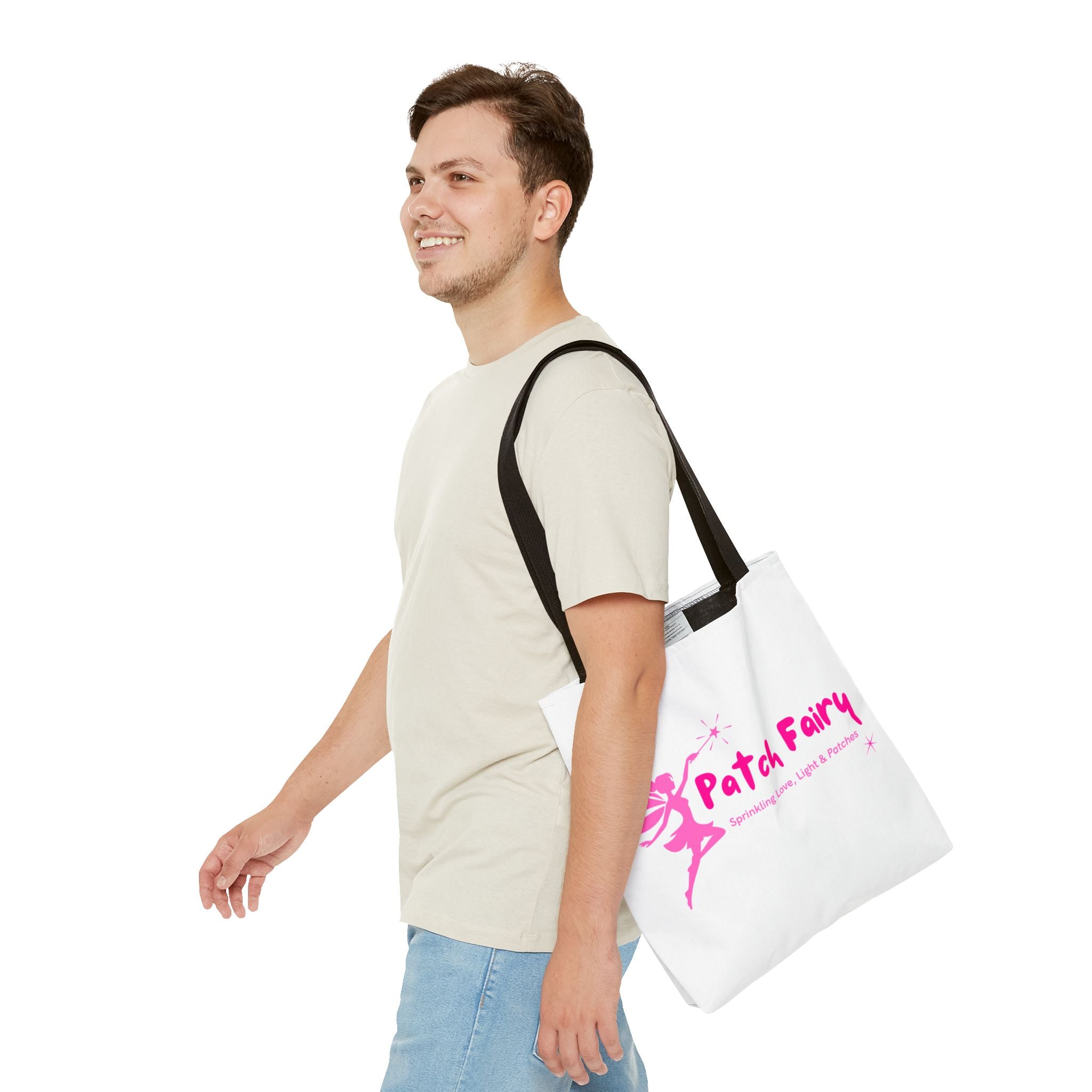 "Pink Patch Fairy" - White Tote Bag (3 sizes)
