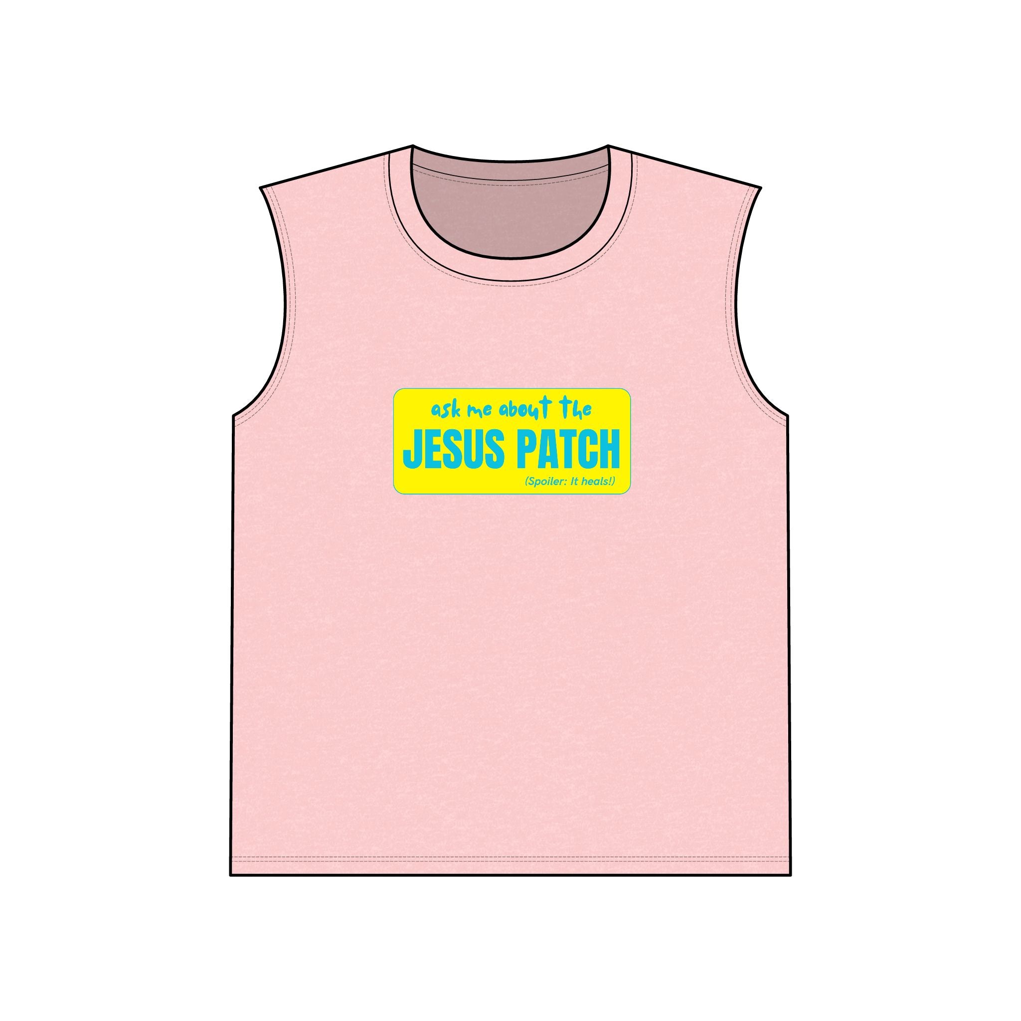 Jesus Patch Muscle Tank — "Ask Me About the Jesus Patch" Christian Faith Tank Top
