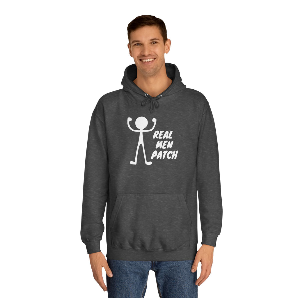 "Real Men Patch" Hoodie — Graphic College Hoodie