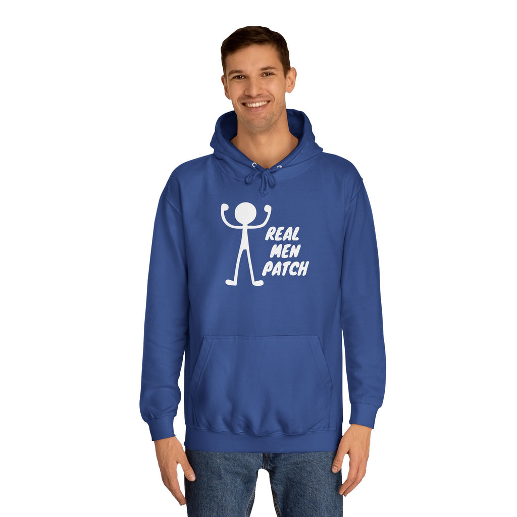"Real Men Patch" Hoodie — Graphic College Hoodie