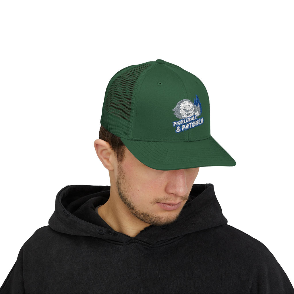 Embroidered "Pickleball & Patches" - Snapback Trucker Cap