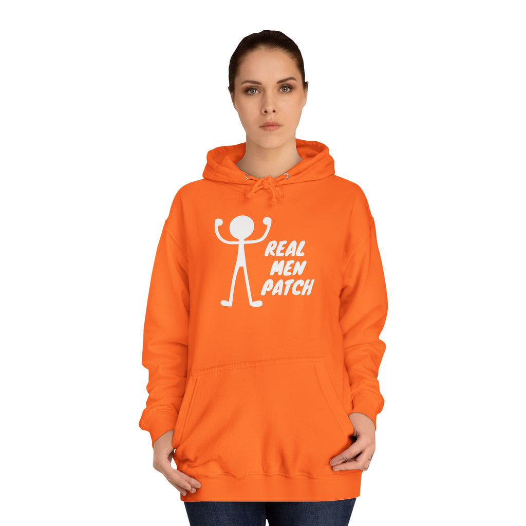 "Real Men Patch" Hoodie — Graphic College Hoodie