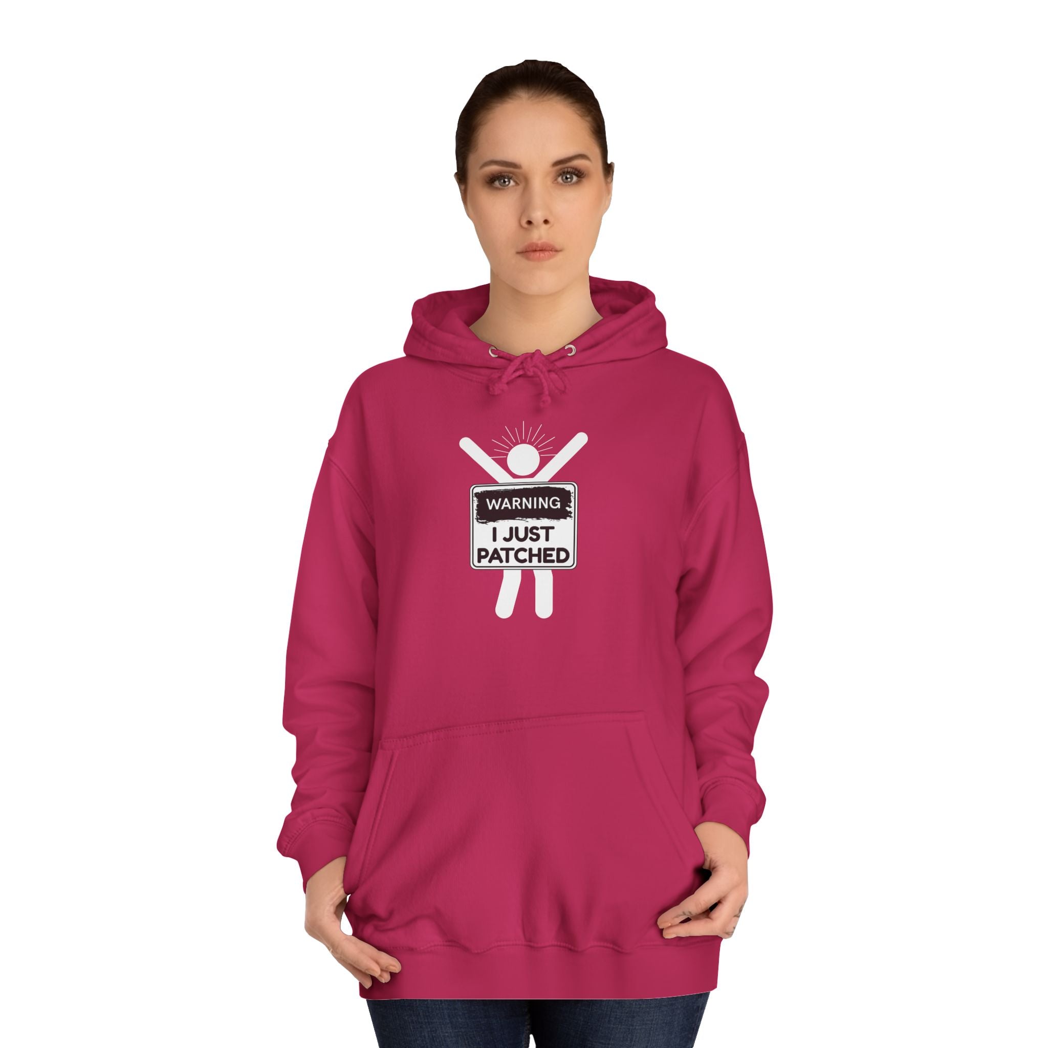 "Warning: I Just Patched" - College Unisex Hoodie