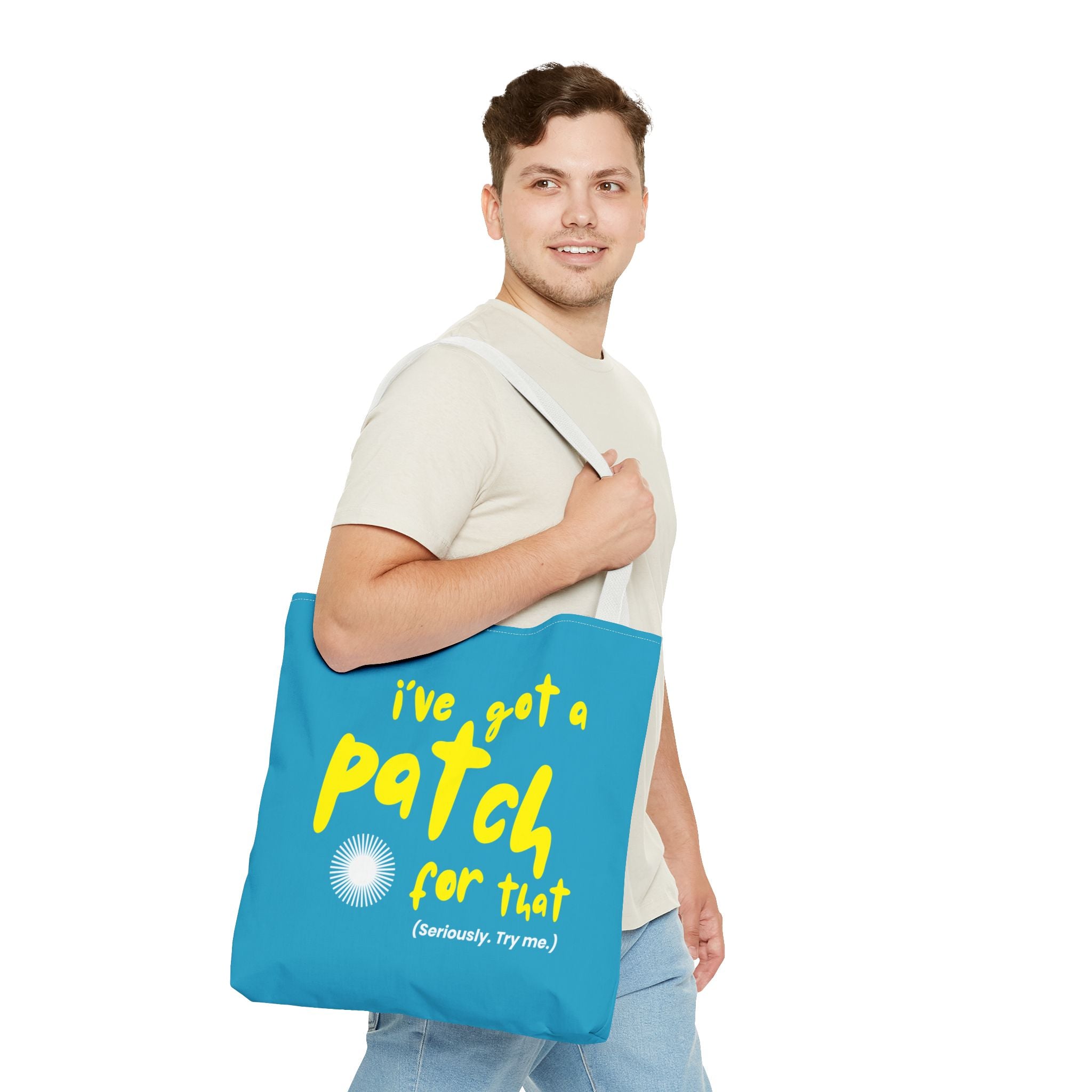 "I've Got a Patch for That" - Light Blue Tote Bag (3 sizes)
