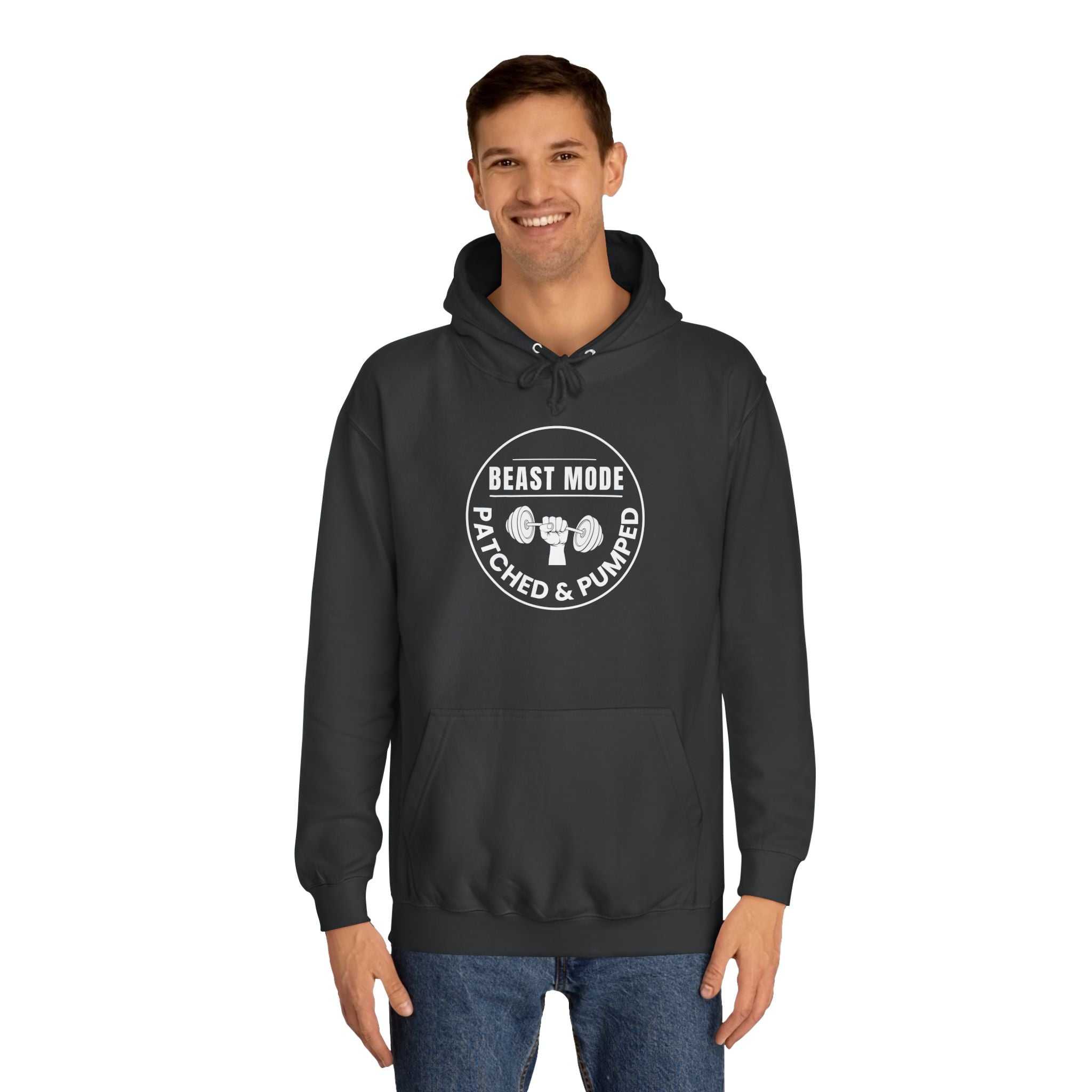 "Beast Mode Patched & Pumped" - College Fitness Hoodie