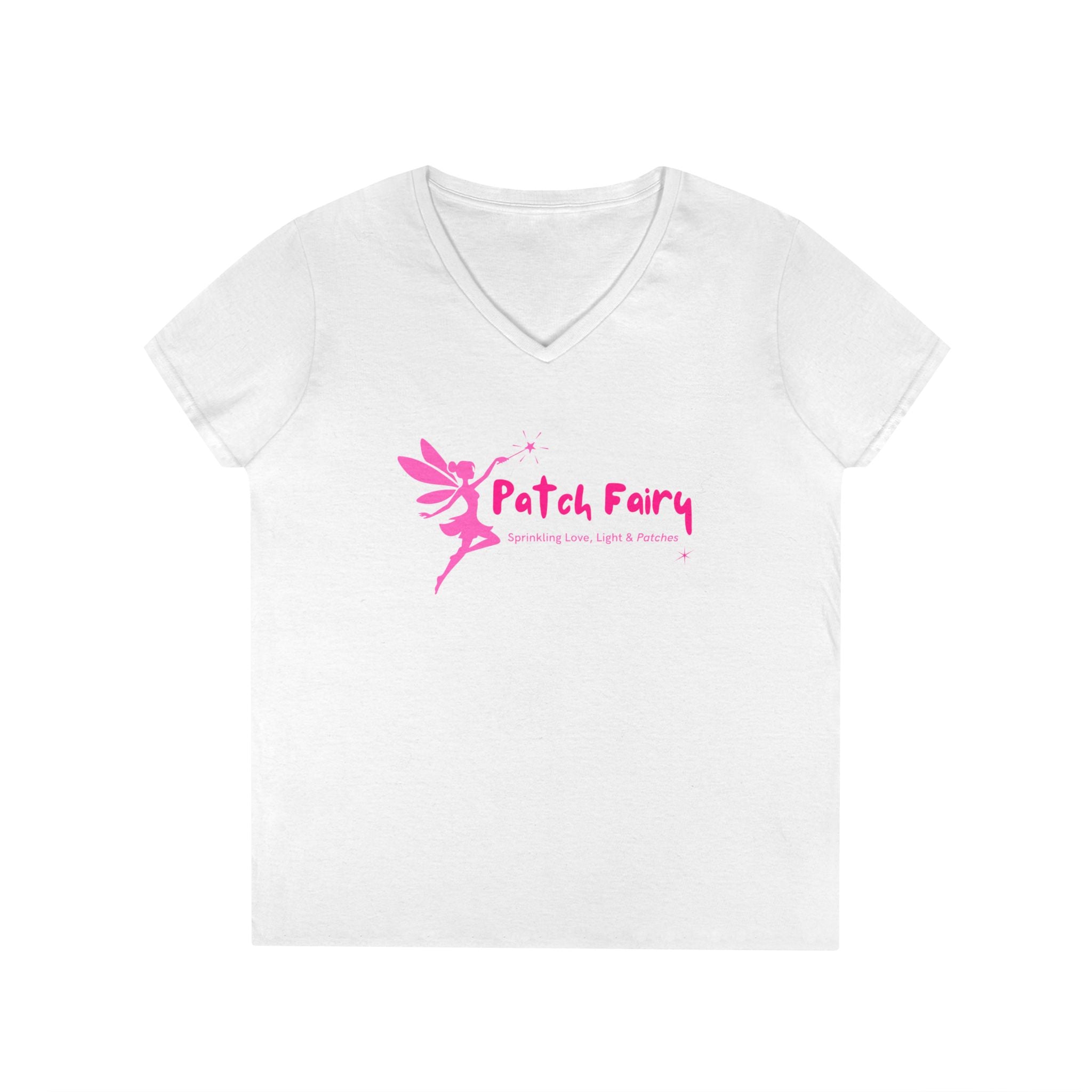"Patch Fairy" - V-neck Cotton T-Shirt