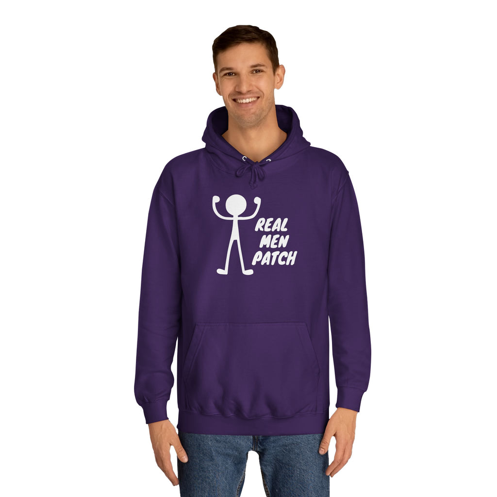 "Real Men Patch" Hoodie — Graphic College Hoodie