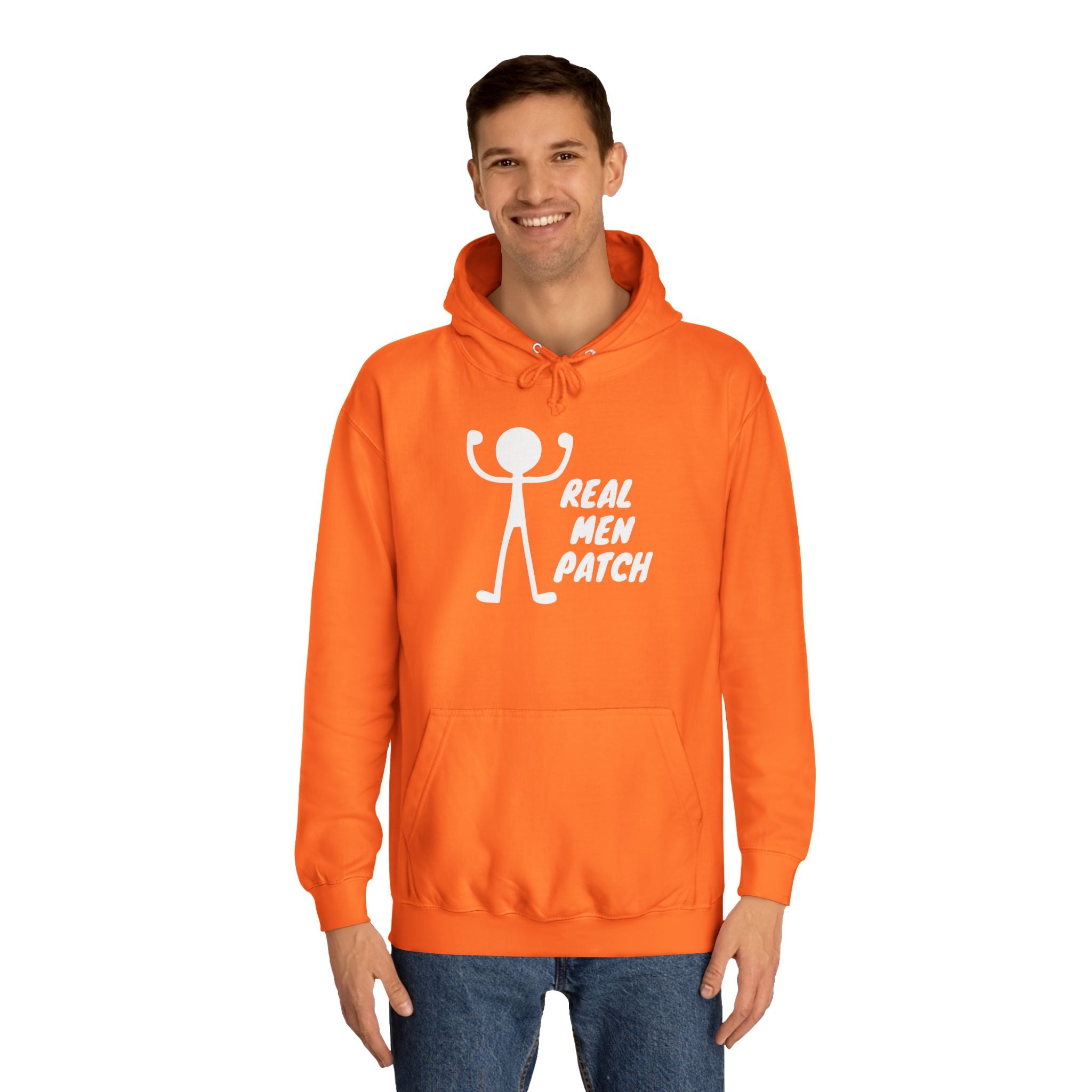 "Real Men Patch" Hoodie — Graphic College Hoodie