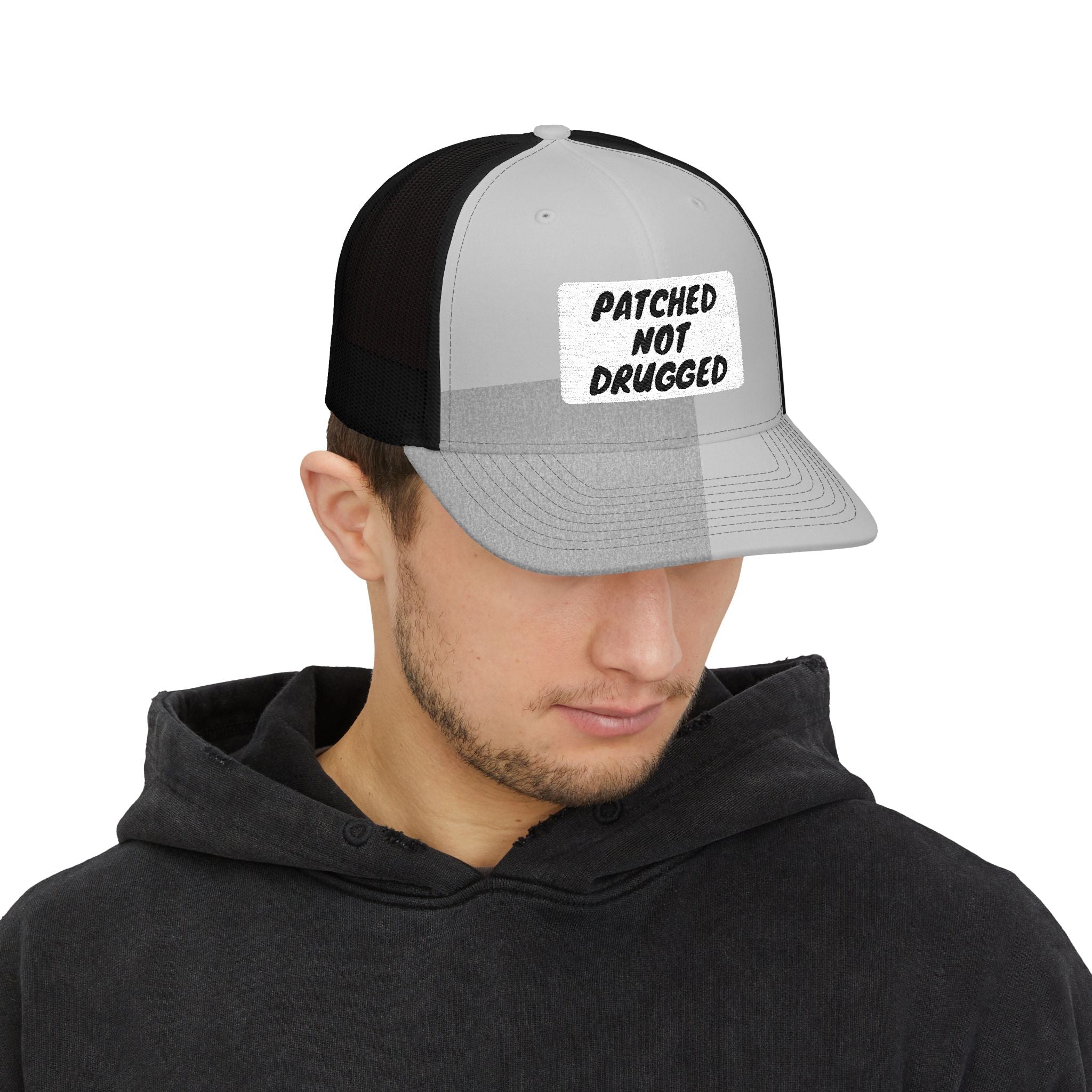 "Patched Not Drugged" - Embroidered Trucker Cap