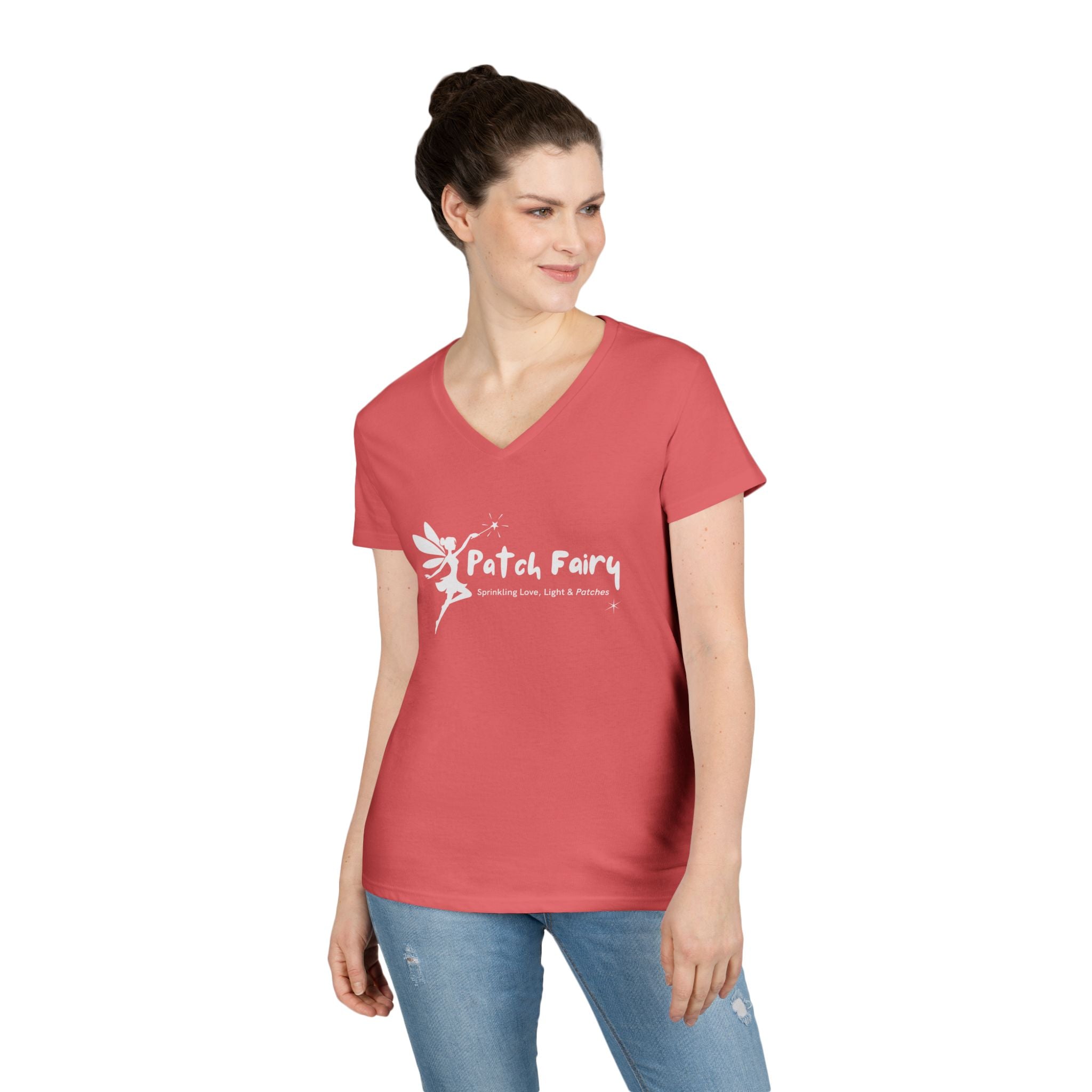 "Patch Fairy" - Ladies V-Neck T-Shirt