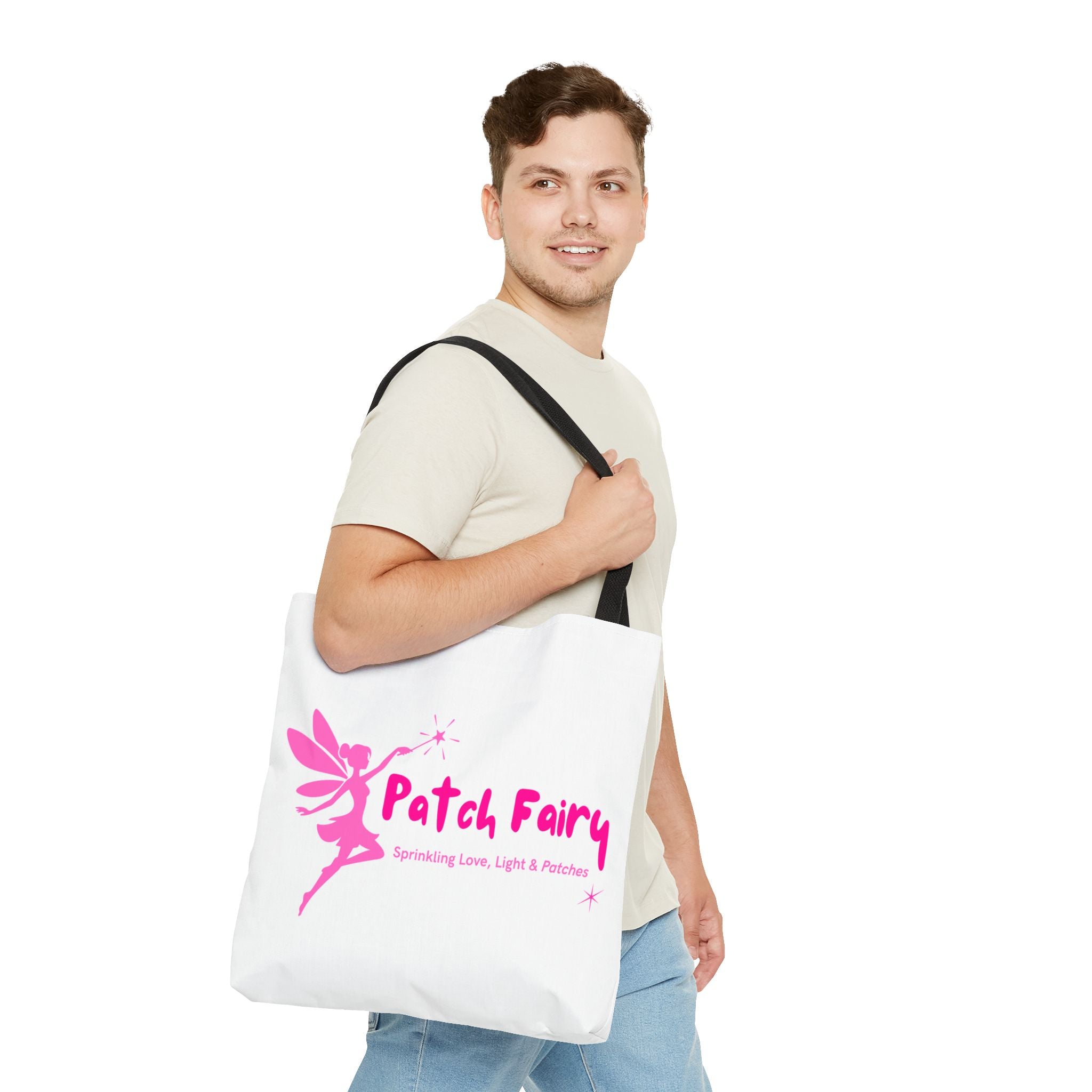 "Pink Patch Fairy" - White Tote Bag (3 sizes)