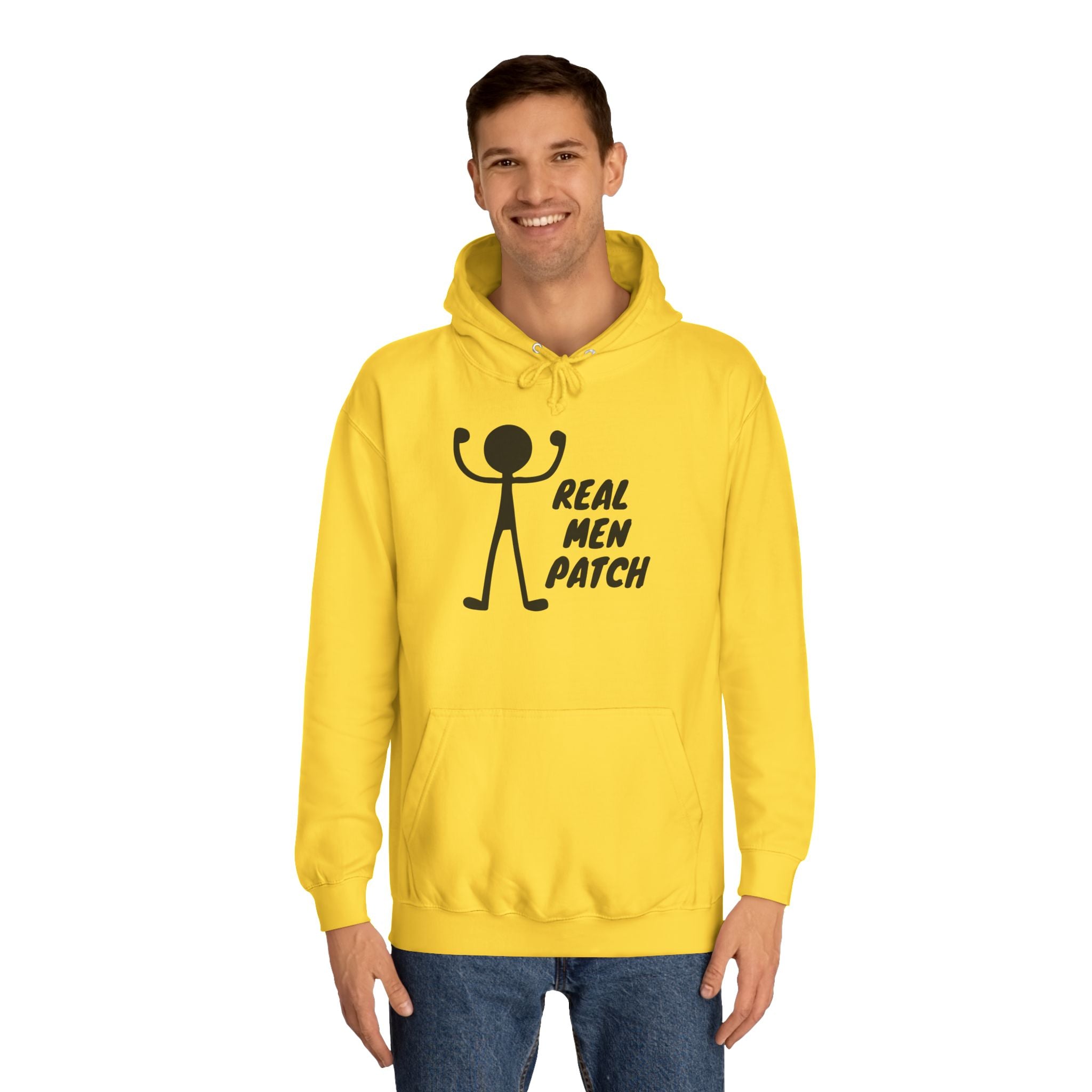 "Real Men Patch" Hoodie - Graphic College Hoodie