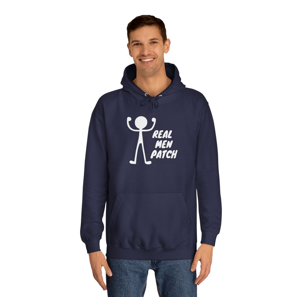 "Real Men Patch" Hoodie — Graphic College Hoodie