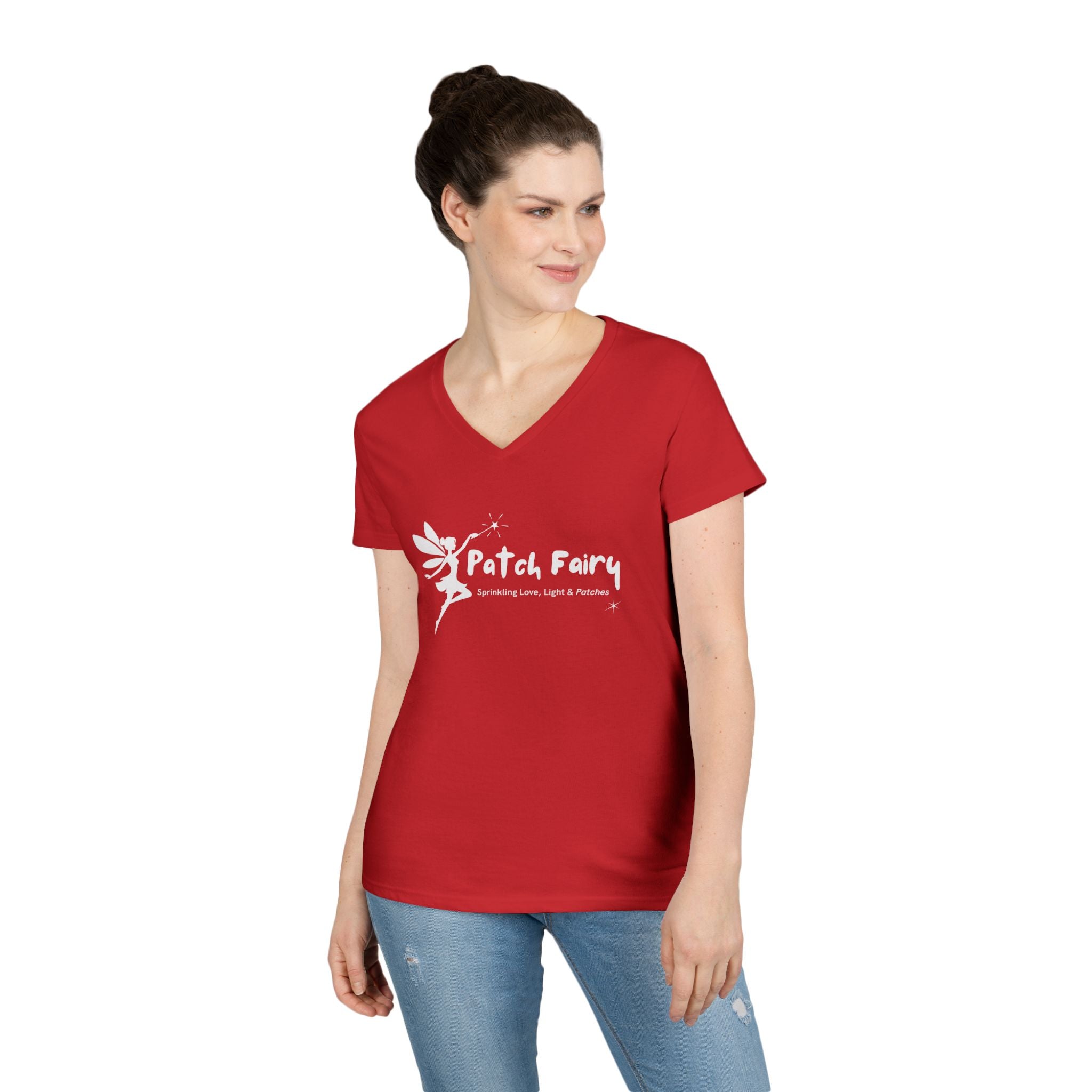"Patch Fairy" - Ladies V-Neck T-Shirt