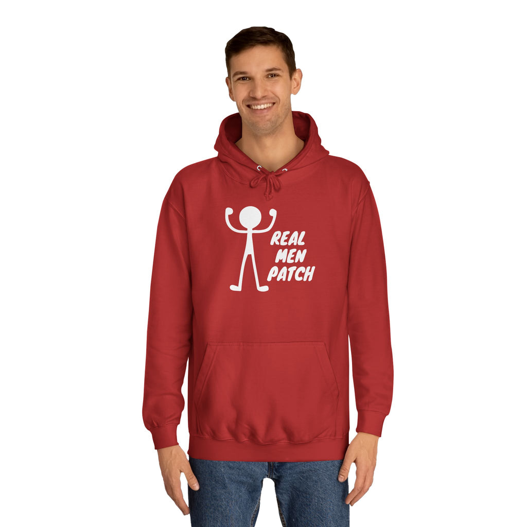 "Real Men Patch" Hoodie — Graphic College Hoodie