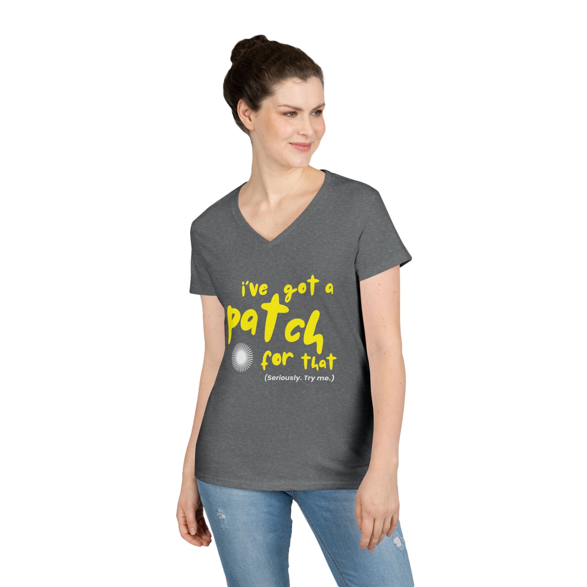 "I’ve Got a Patch for That" - Cotton V-neck T-Shirt