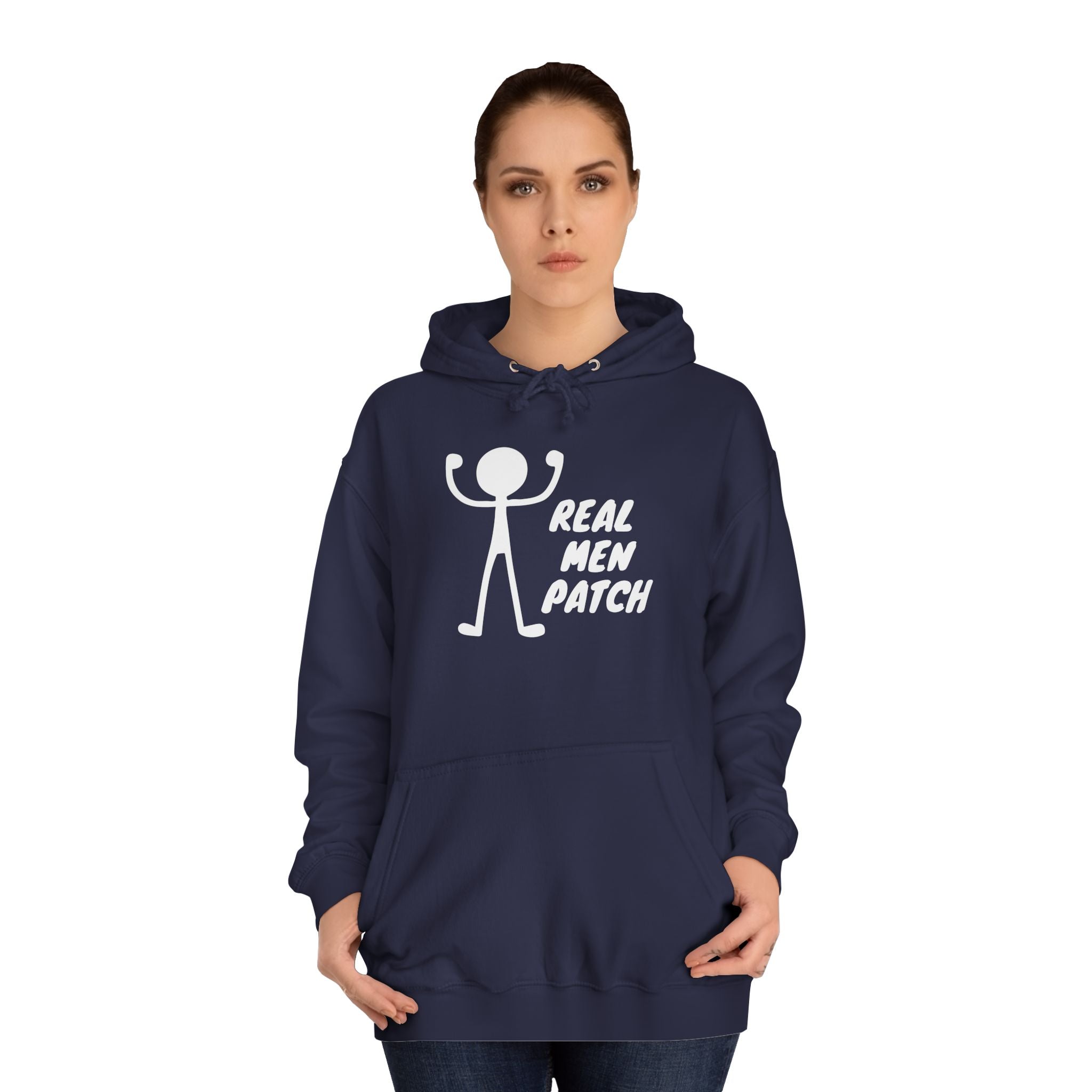 "Real Men Patch" Hoodie — Graphic College Hoodie