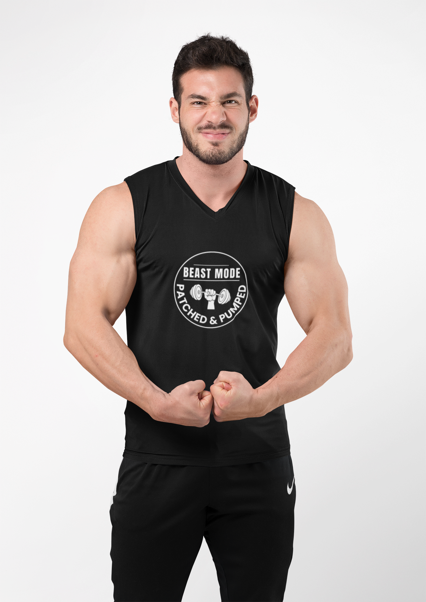 "Beast Mode Muscle Tank Patched & Pumped" - Gym Tank Top