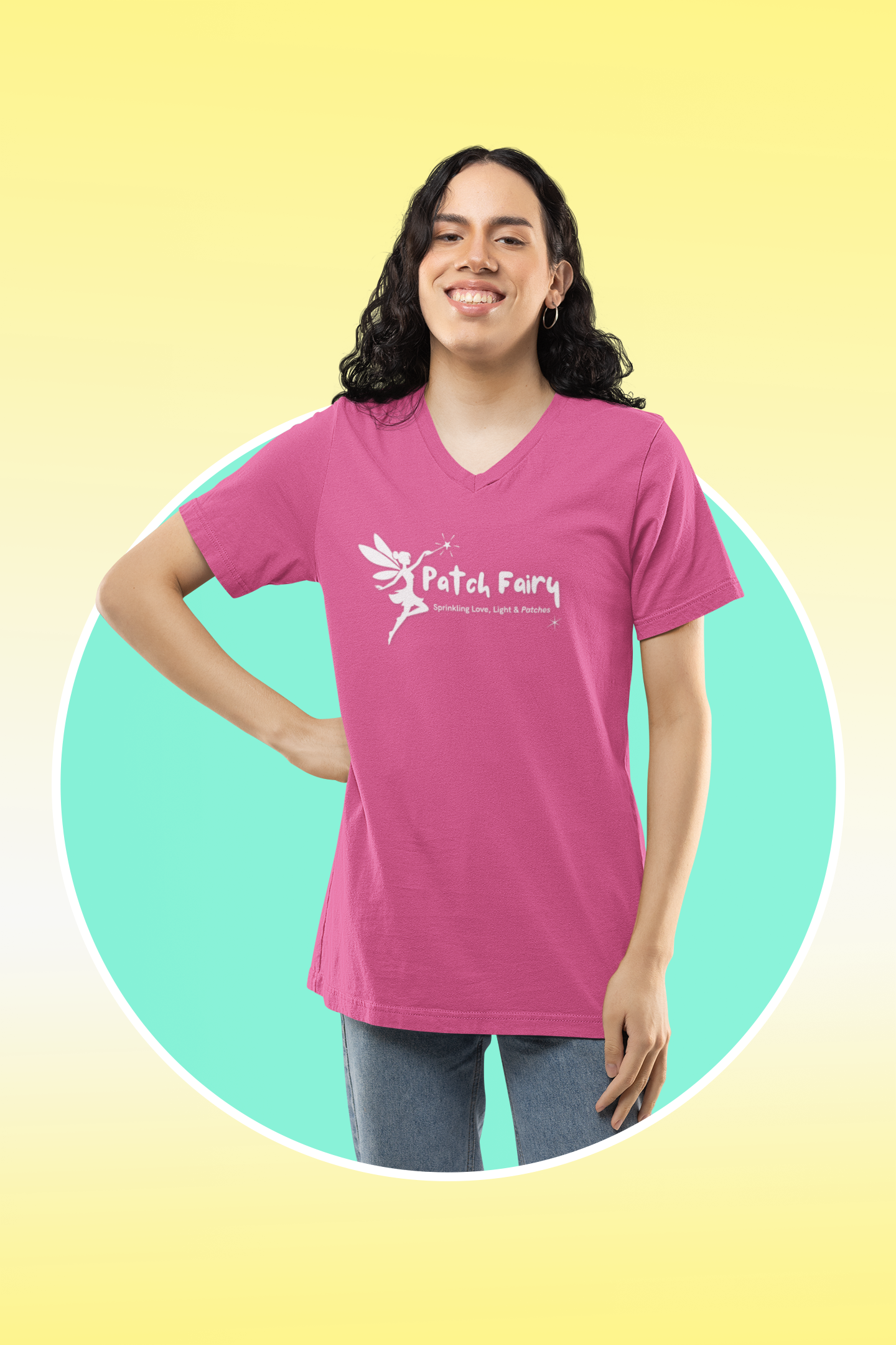 "Patch Fairy" - Ladies V-Neck T-Shirt