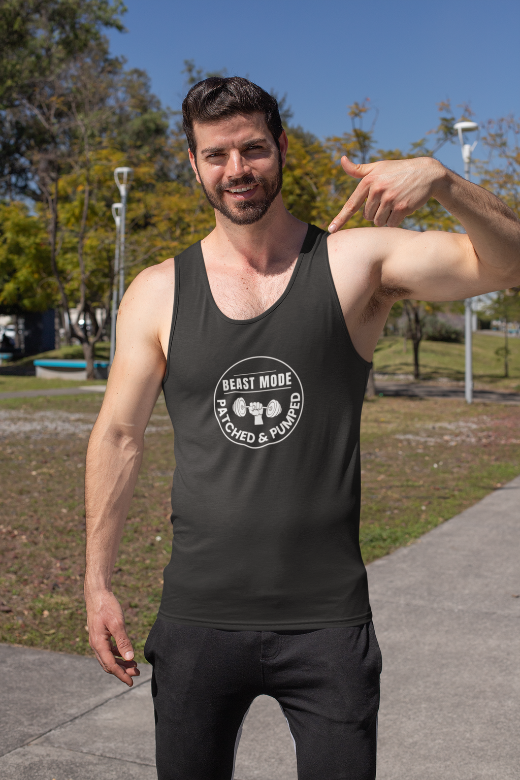 "Beast Mode Muscle Tank Patched & Pumped" - Gym Tank Top