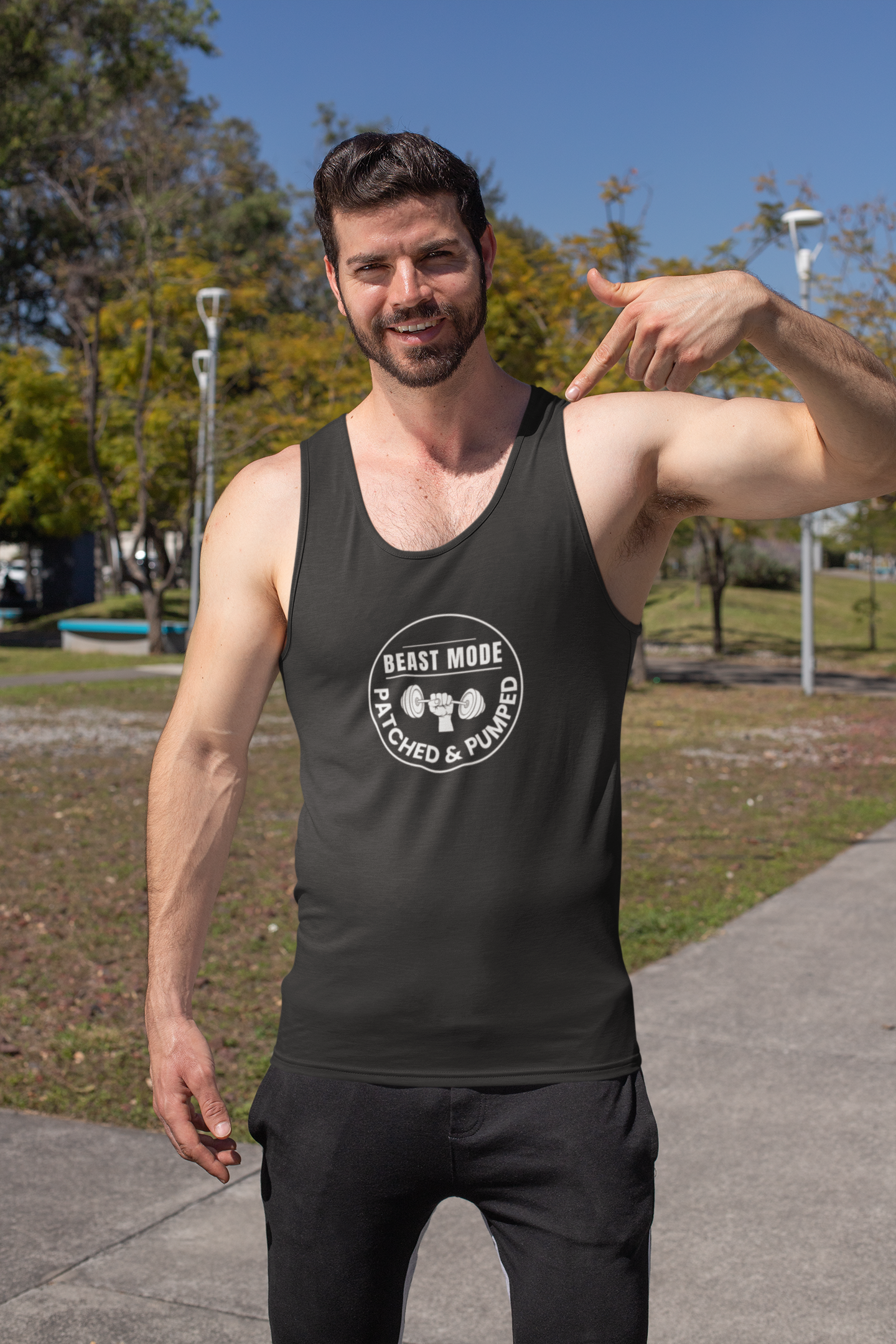 "Beast Mode Muscle Tank Patched & Pumped" - Gym Tank Top