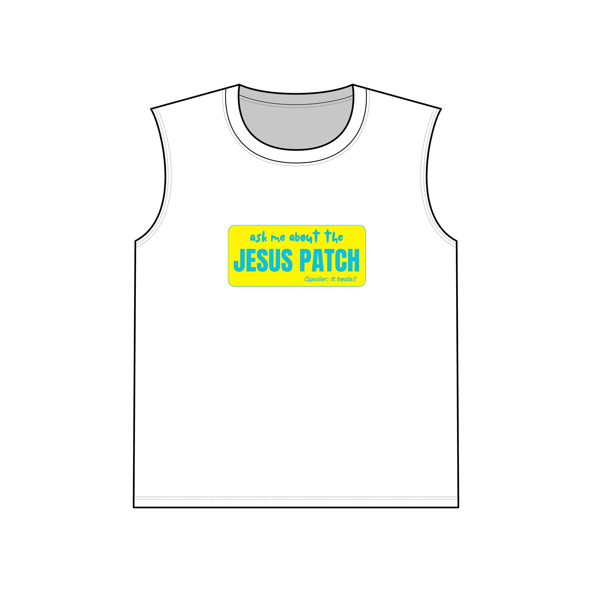 Jesus Patch Muscle Tank — "Ask Me About the Jesus Patch" Christian Faith Tank Top