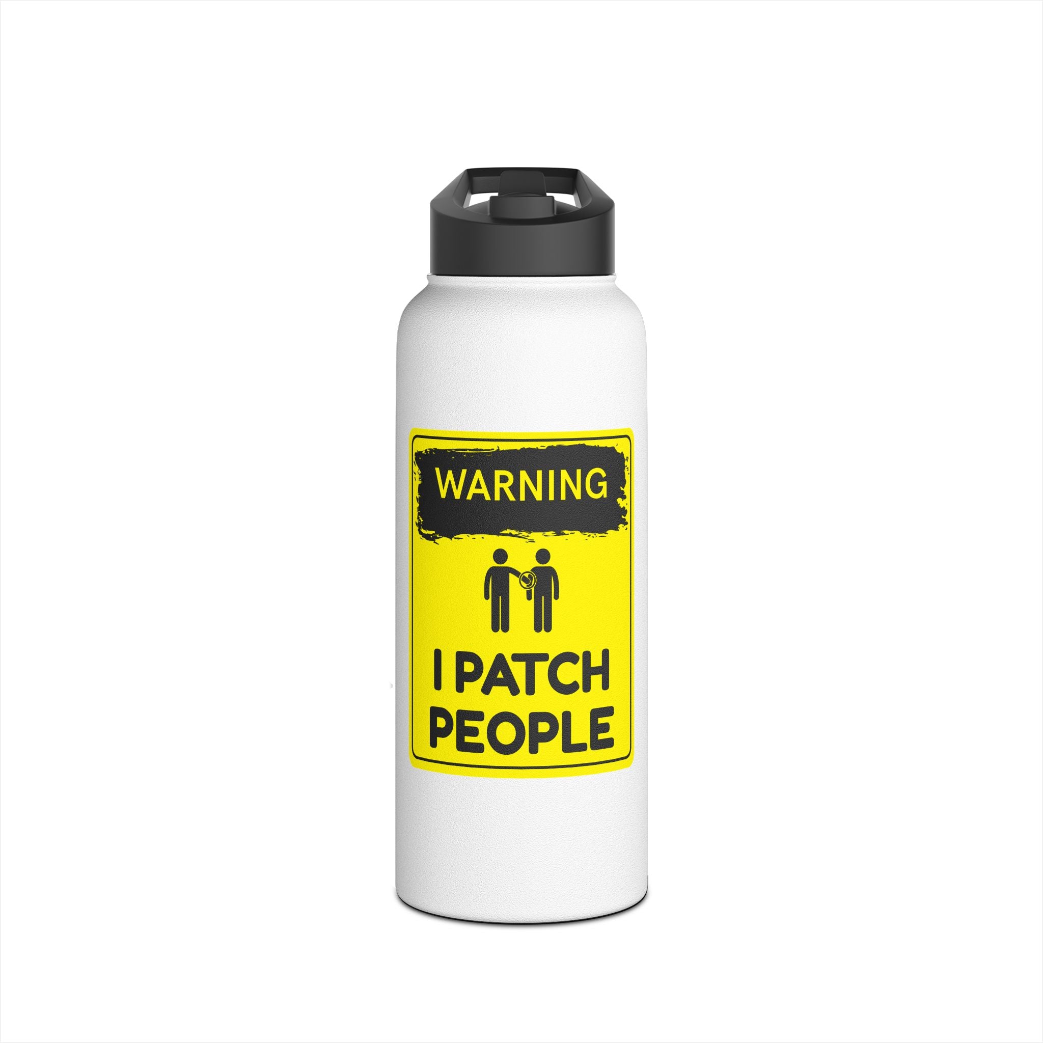 "Warning: I Patch People" - Stainless Steel Water Bottle (12oz, 18oz, 32oz)