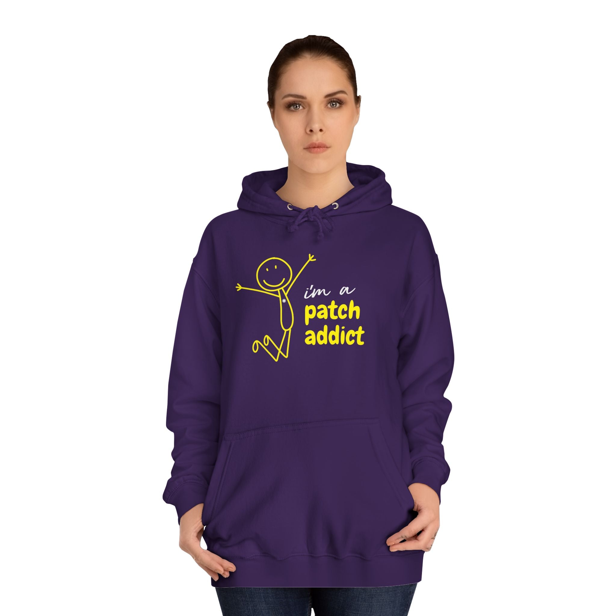 "I'm a Patch Addict" Hoodie - Unisex College Hoodie