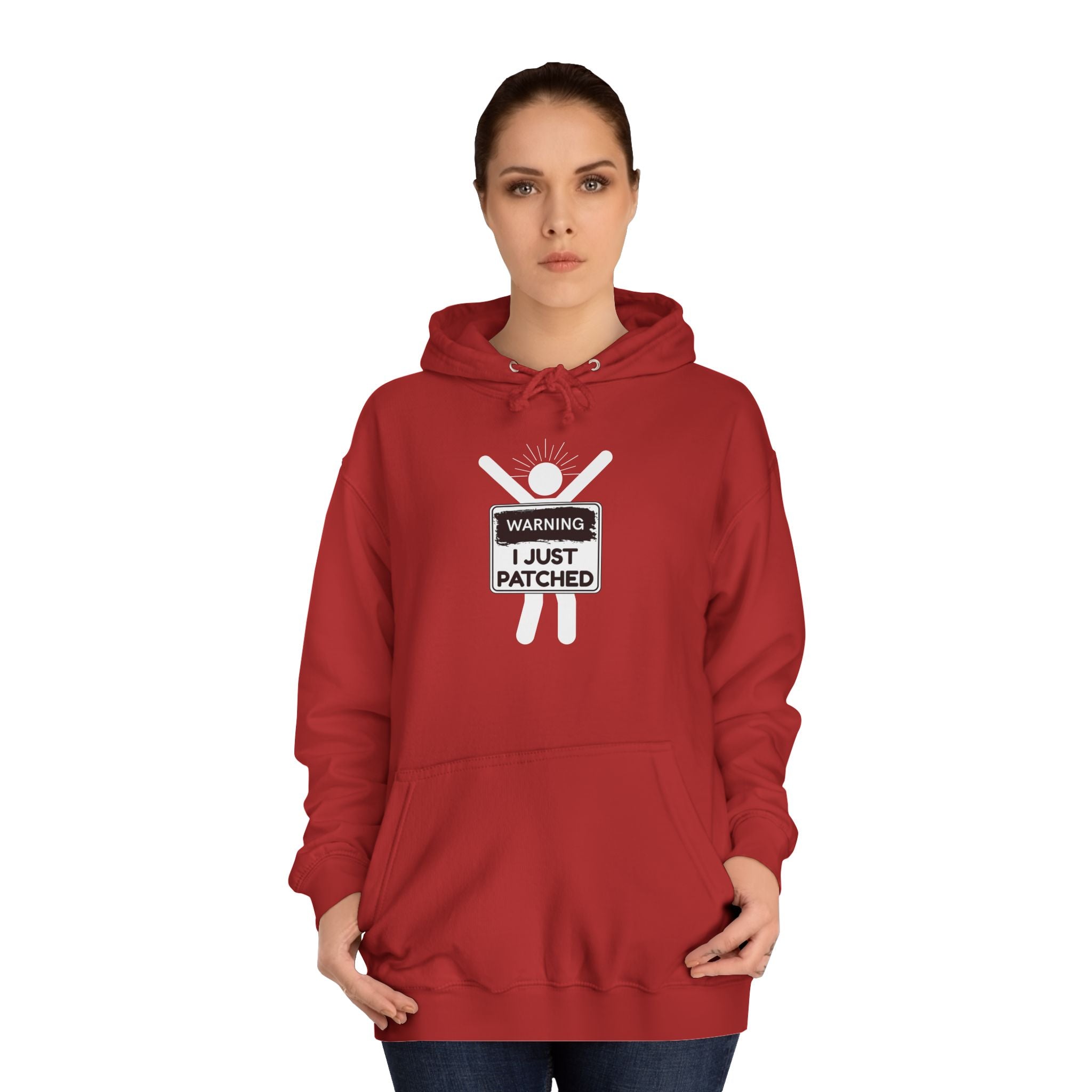 "Warning: I Just Patched" - College Unisex Hoodie