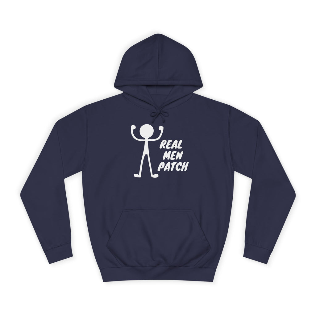 "Real Men Patch" Hoodie — Graphic College Hoodie