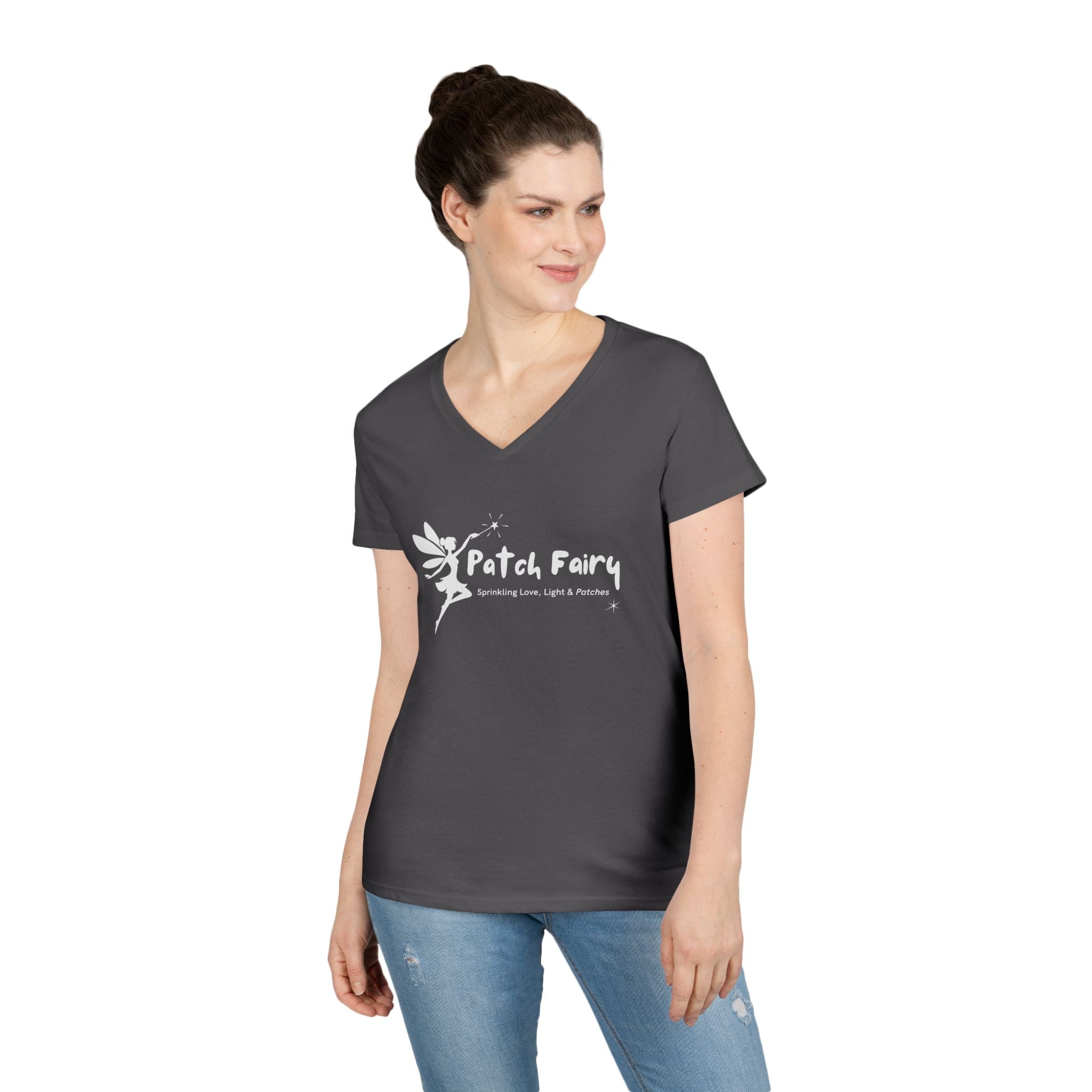 "Patch Fairy" - Ladies V-Neck T-Shirt