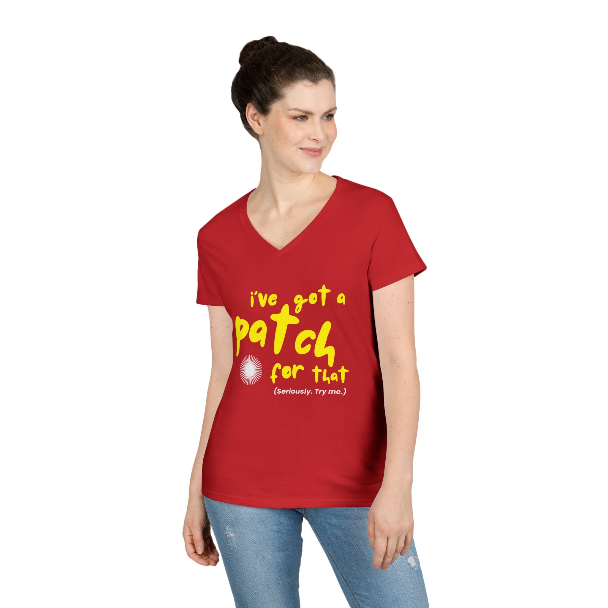 "I’ve Got a Patch for That" - Cotton V-neck T-Shirt