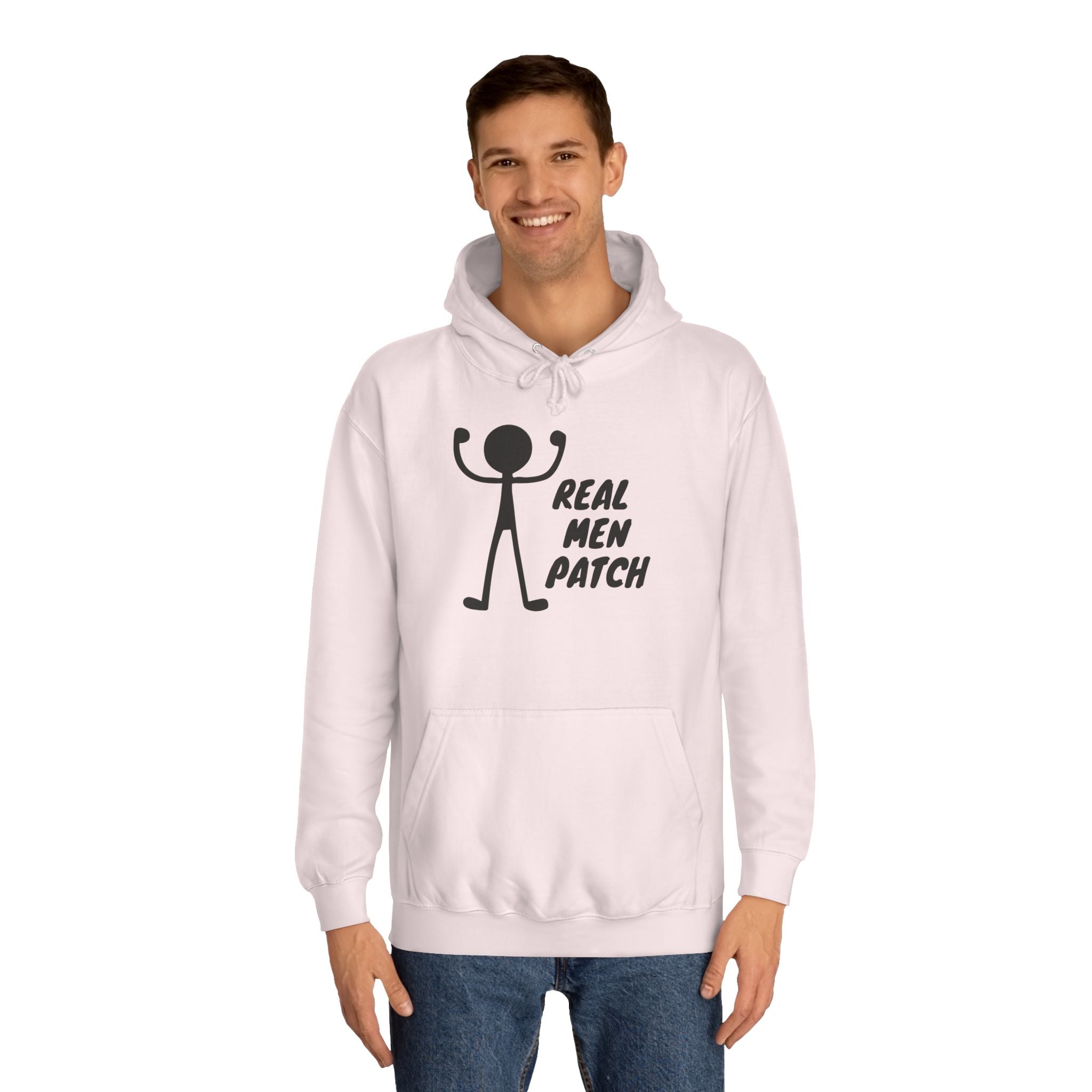 "Real Men Patch" Hoodie - Graphic College Hoodie