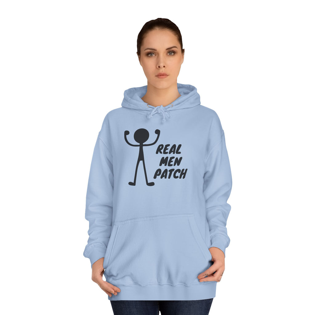 "Real Men Patch" Hoodie - Graphic College Hoodie