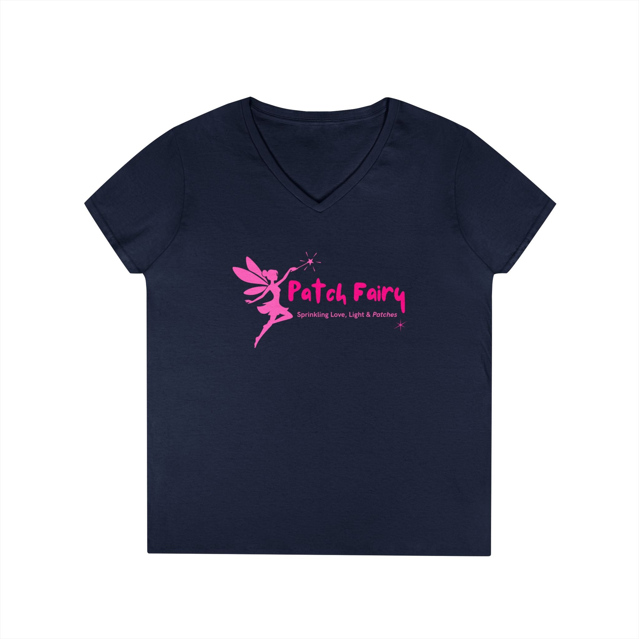 "Patch Fairy" - V-neck Cotton T-Shirt