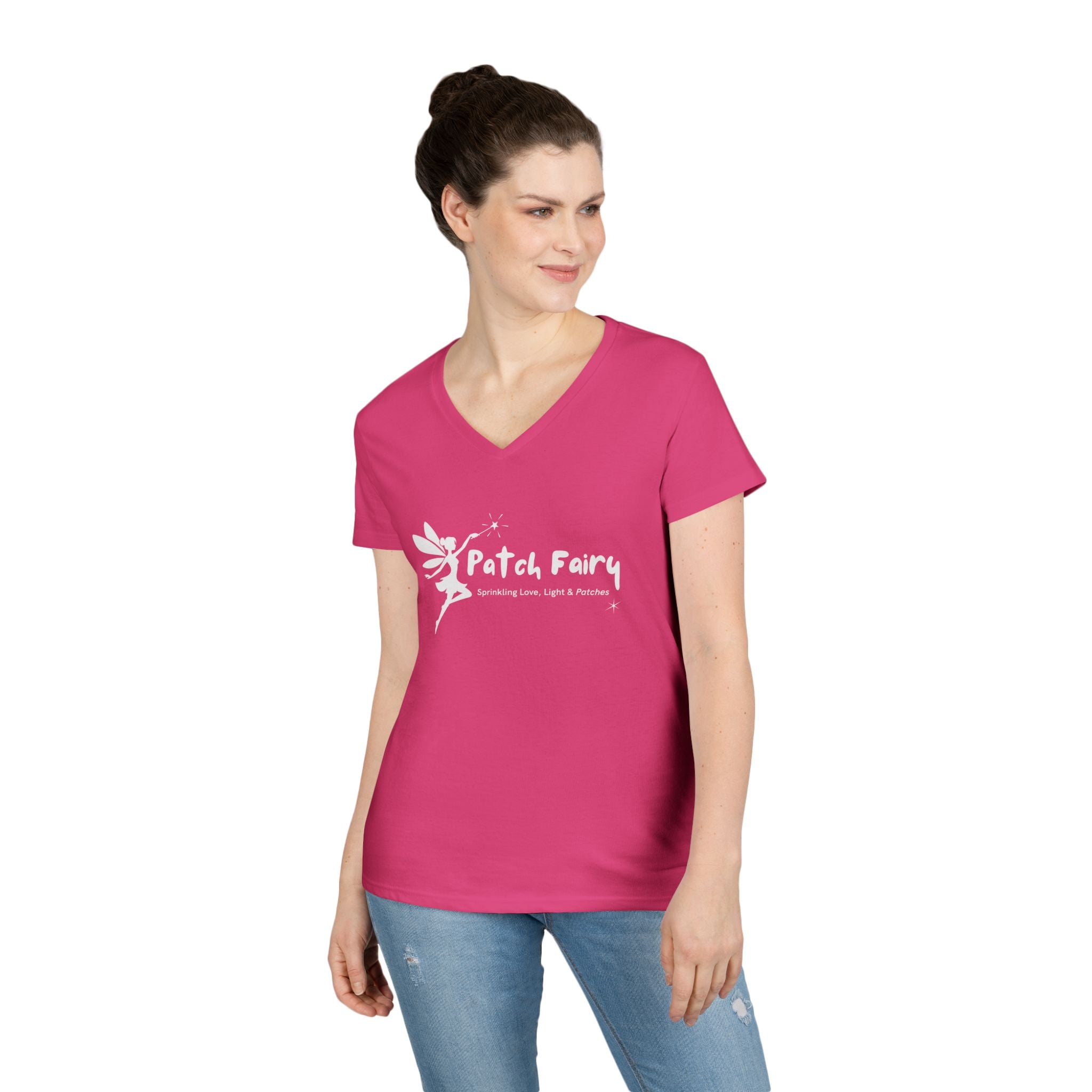 "Patch Fairy" - Ladies V-Neck T-Shirt