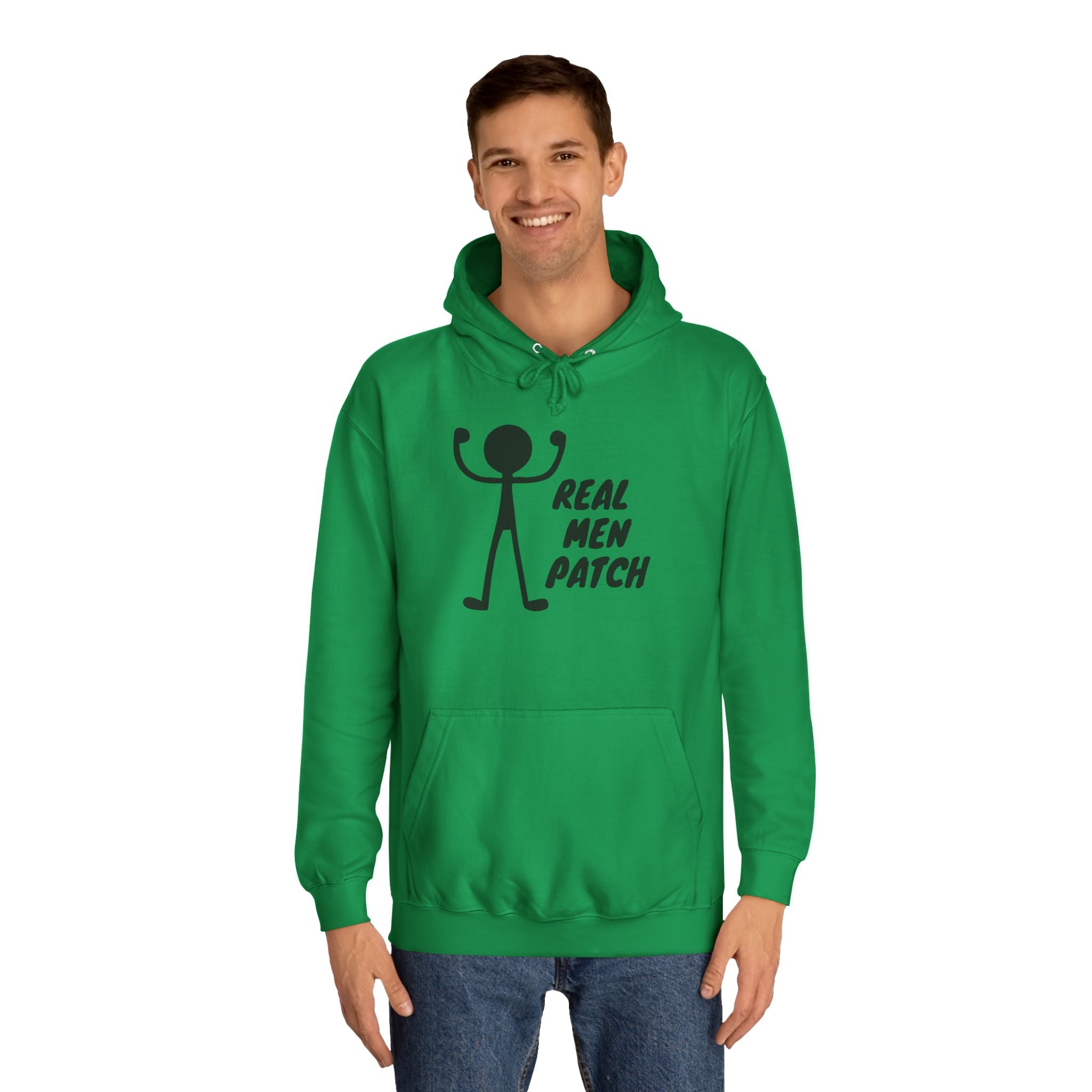 "Real Men Patch" Hoodie - Graphic College Hoodie
