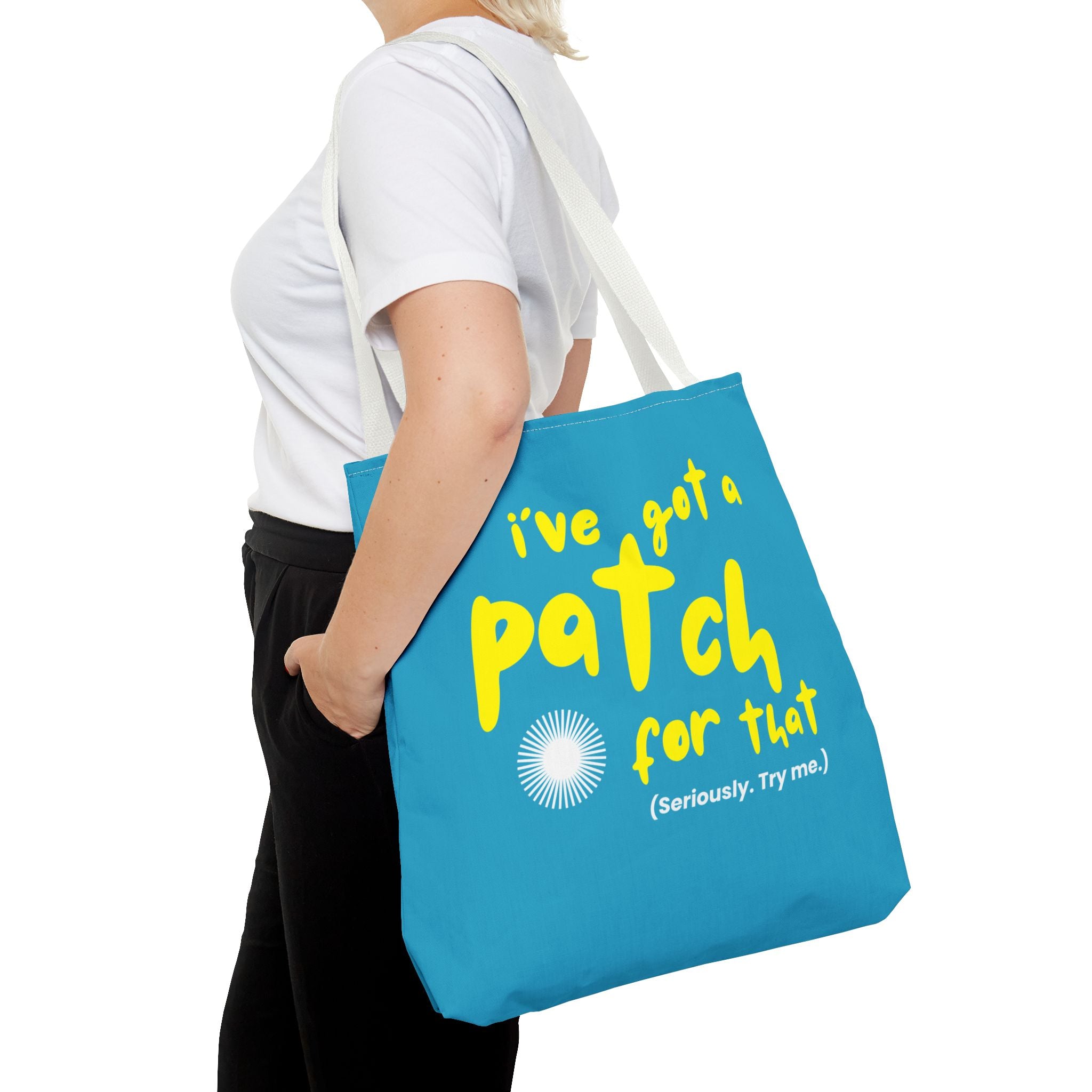 "I've Got a Patch for That" - Light Blue Tote Bag (3 sizes)