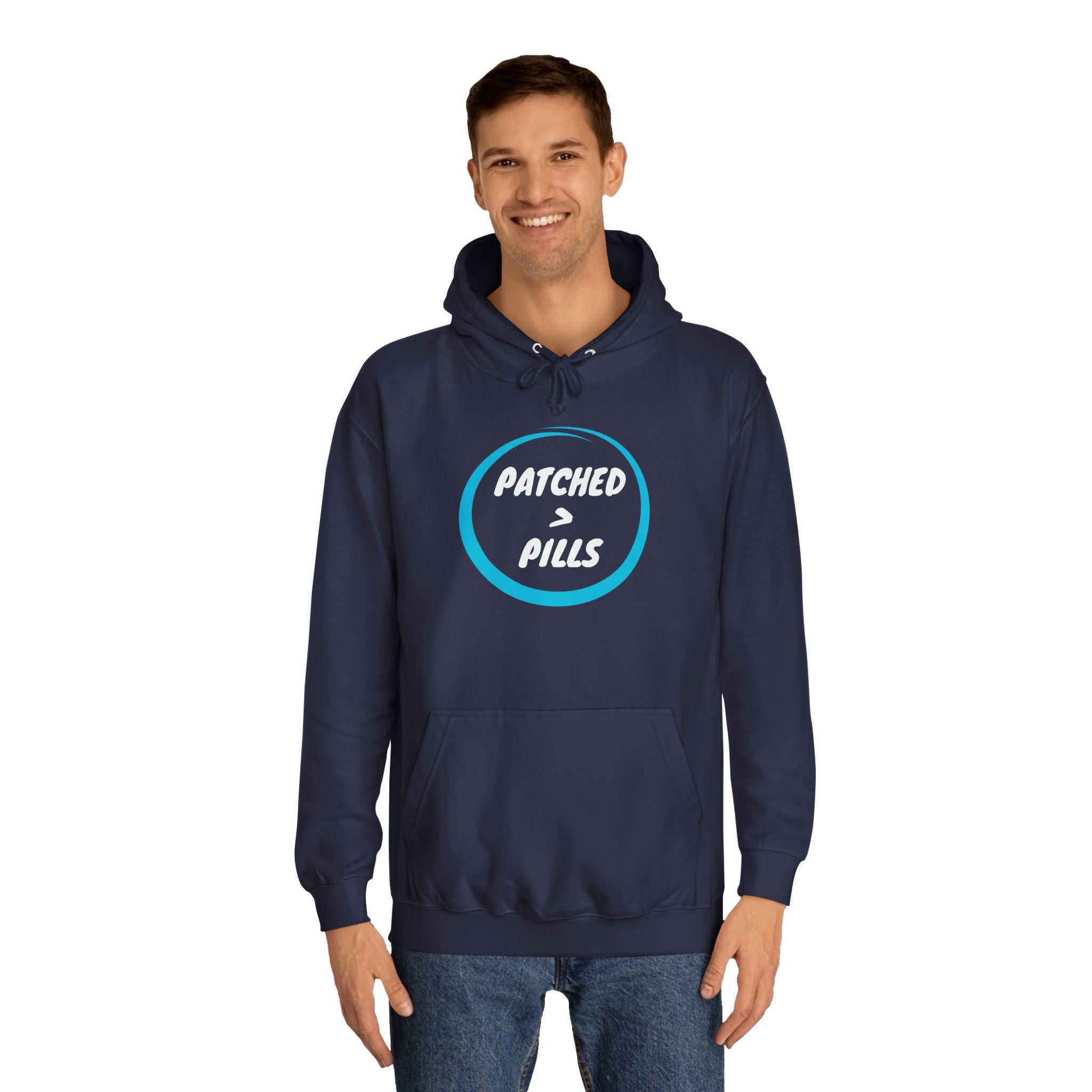 "Patched over Pills" - Unisex College Hoodie