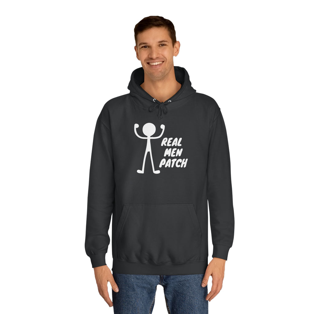 "Real Men Patch" Hoodie — Graphic College Hoodie