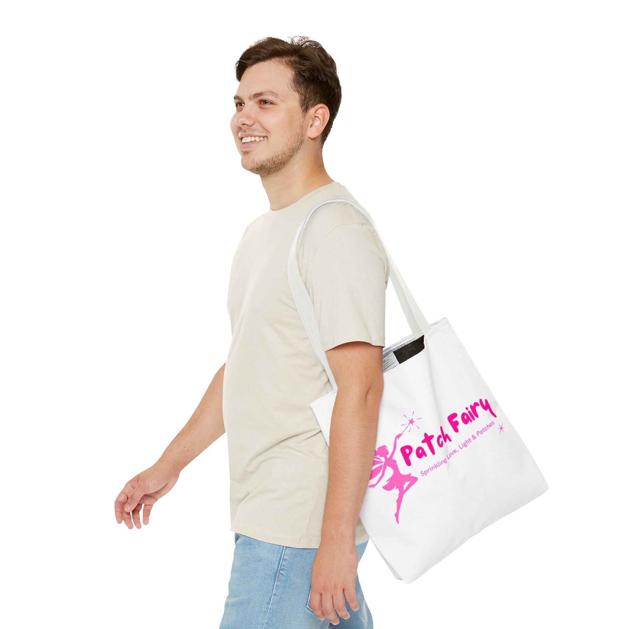 "Pink Patch Fairy" - White Tote Bag (3 sizes)