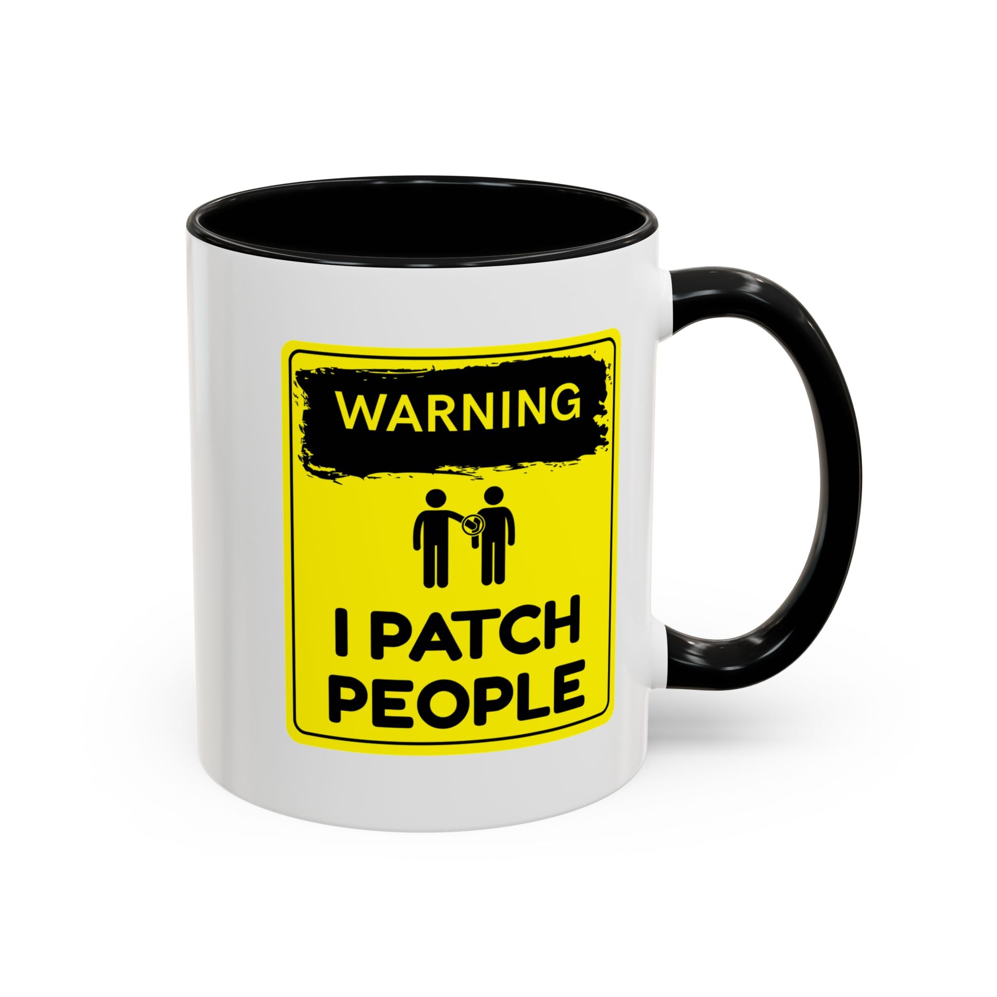 "Warning: I Patch People" - Accent Coffee Mug (11oz, 15oz)
