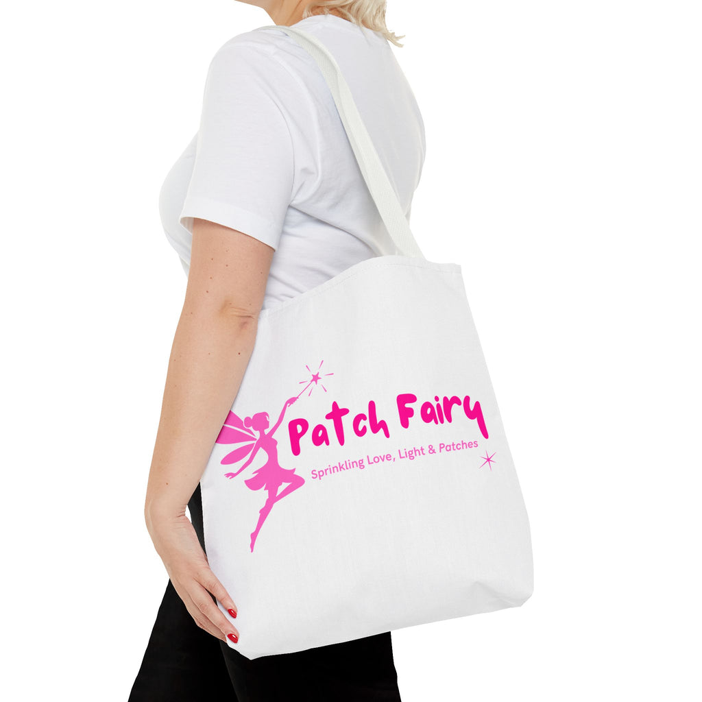"Pink Patch Fairy" - White Tote Bag (3 sizes)