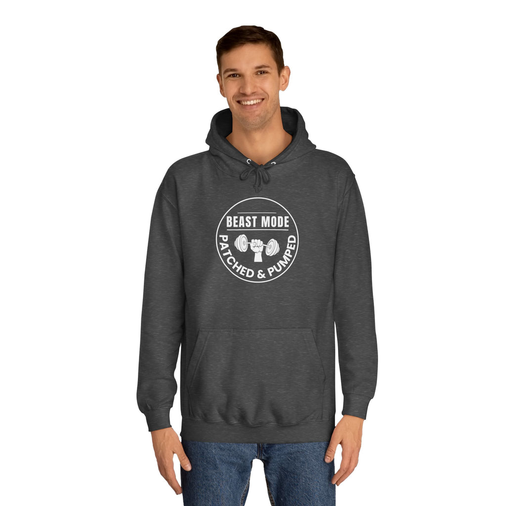 "Beast Mode Patched & Pumped" - College Fitness Hoodie