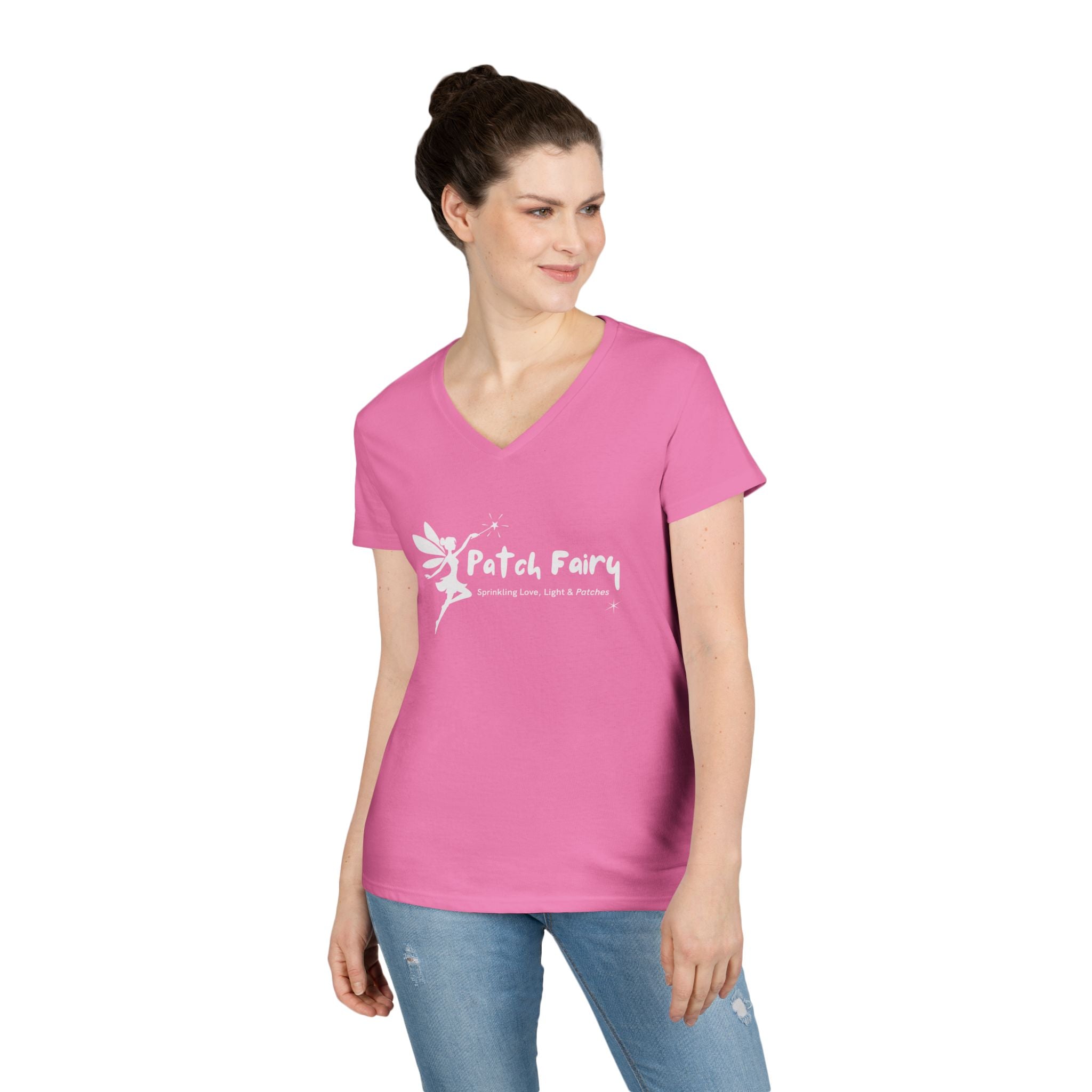 "Patch Fairy" - Ladies V-Neck T-Shirt